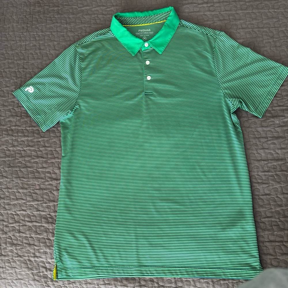 Men’s Green Striped Polo Shirt